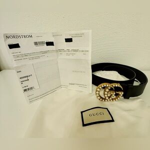 Gucci Leather Pearl Belt with Receipt